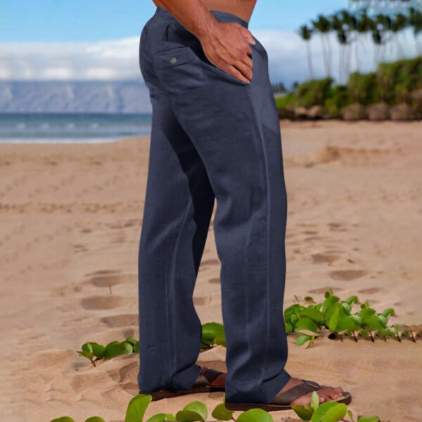 Men's Trousers Beach Drawstring Elastic Waist Straight Leg Outdoor Leisure - Image 6