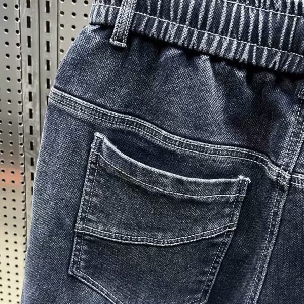 Fleece Padded Jeans Washed Loose Elastic - Image 8
