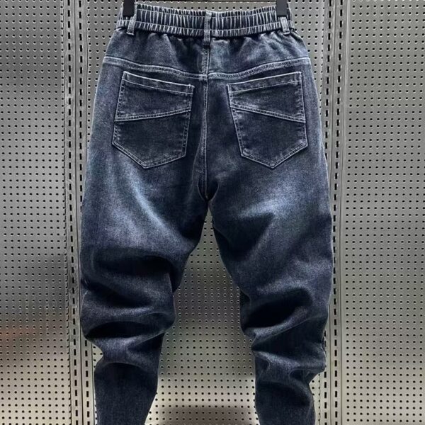 Fleece Padded Jeans Washed Loose Elastic - Image 6
