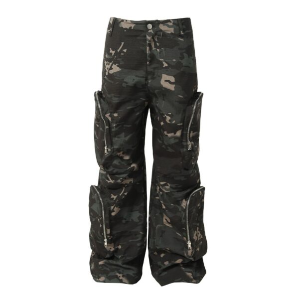 New American Jungle Camouflage Amekaji Multi-pocket Design Casual Wide-leg Workwear Trousers - Image 3