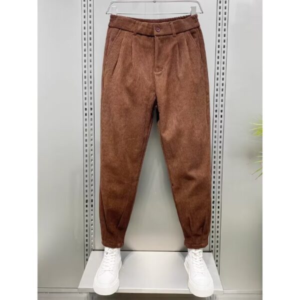 Corduroy Ankle Banded Pants Men's Cropped Casual - Image 3