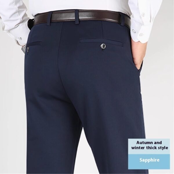 Men's Casual Trousers Elastic Non-ironing Loose Straight Suit Pants - Image 2