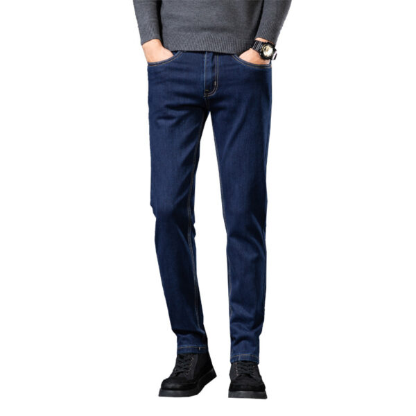 Slim Fit Elastic Straight Jeans For Men - Image 5