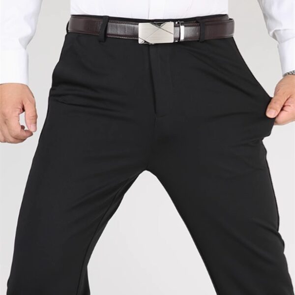 Men's Casual Trousers Elastic Non-ironing Loose Straight Suit Pants - Image 9