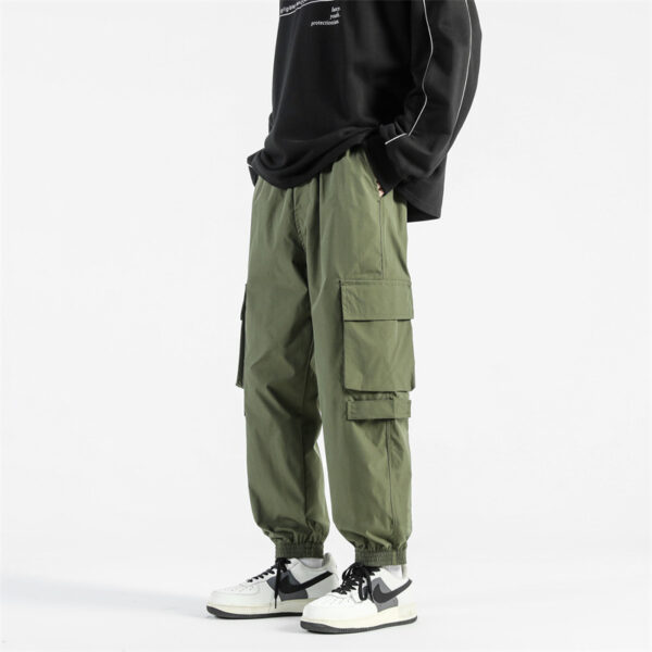 Rope Workwear With Pocket Loose Wide Leg Ankle Banded Pants - Image 7