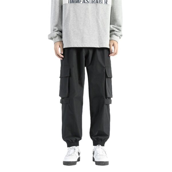 Rope Workwear With Pocket Loose Wide Leg Ankle Banded Pants - Image 3