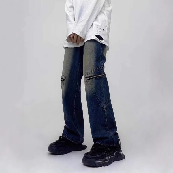 High Street Yellow Mud Dyed Denim Trousers Trendy Retro - Image 6