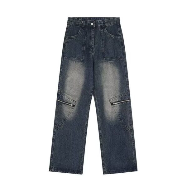 High Street Yellow Mud Dyed Denim Trousers Trendy Retro - Image 4