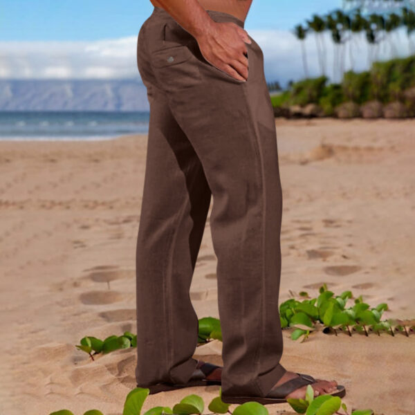 Men's Trousers Beach Drawstring Elastic Waist Straight Leg Outdoor Leisure - Image 2