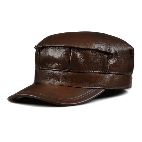 Autumn And Winter Men's Genuine Leather Octagonal Cap - Image 7