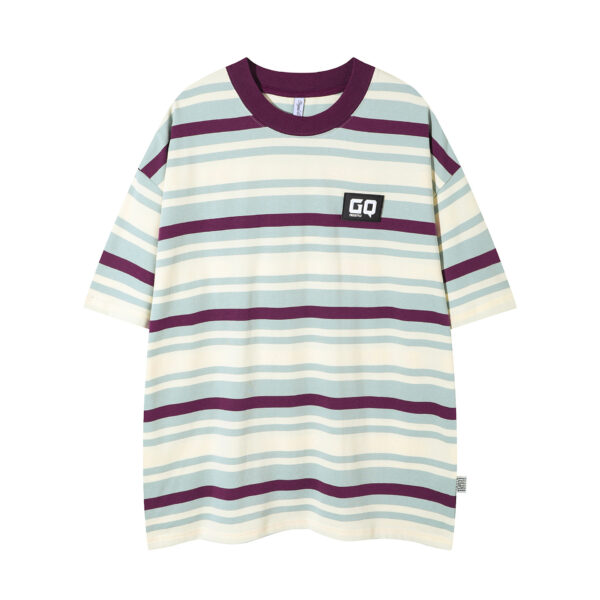 Vintage Stripe Niche Couple Loose Half-sleeve Top - Image 5