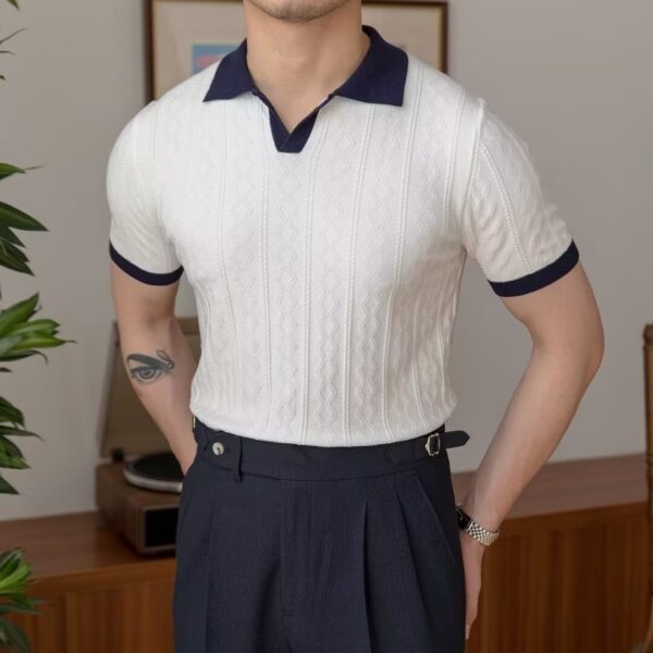 Summer Breathable Italian Color Matching Men's Polo Shirt - Image 5