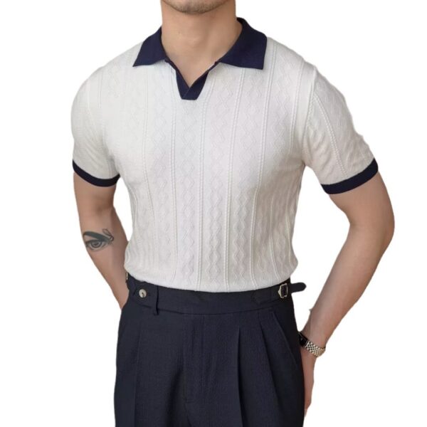 Summer Breathable Italian Color Matching Men's Polo Shirt - Image 7
