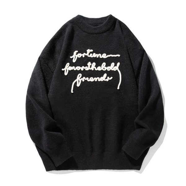Three-dimensional Letter Plate Flower Design Warm Sweater Male Couple - Image 4