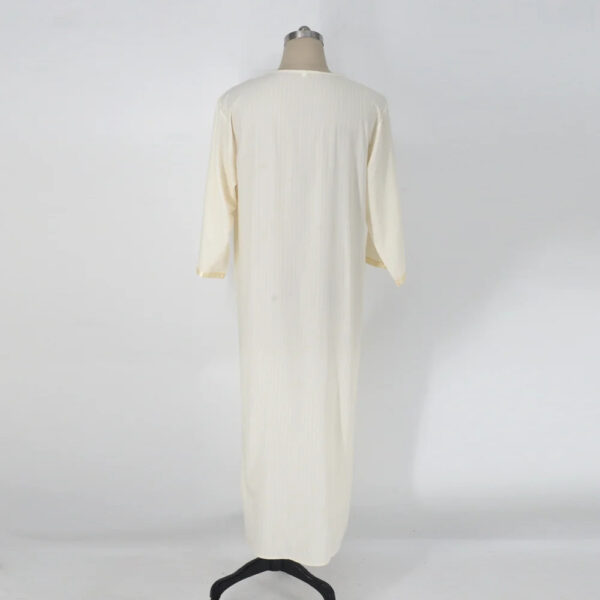 Ethnic Style Loose Casual Embroidery White Muslim Robe - Image 4