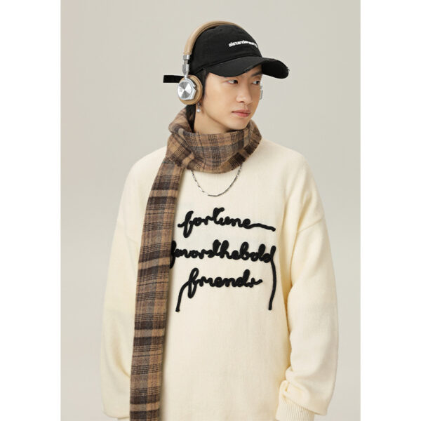 Three-dimensional Letter Plate Flower Design Warm Sweater Male Couple - Image 5