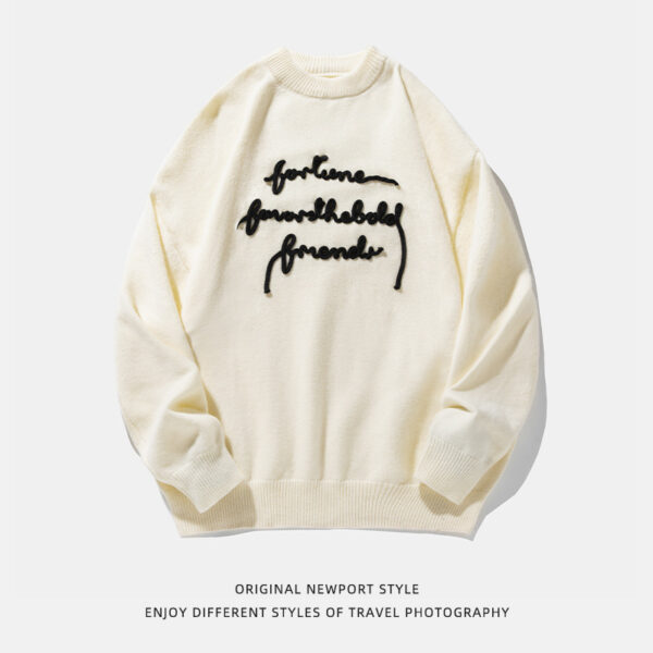 Three-dimensional Letter Plate Flower Design Warm Sweater Male Couple - Image 3