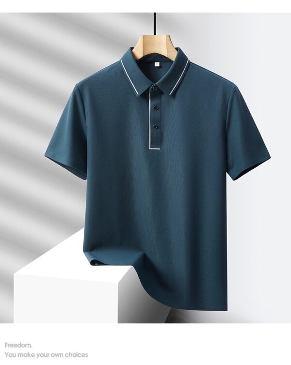 Men's Light Luxury High-end Ice Silk Seamless Polo Shirt Trousers Sports Leisure Suit - Image 8