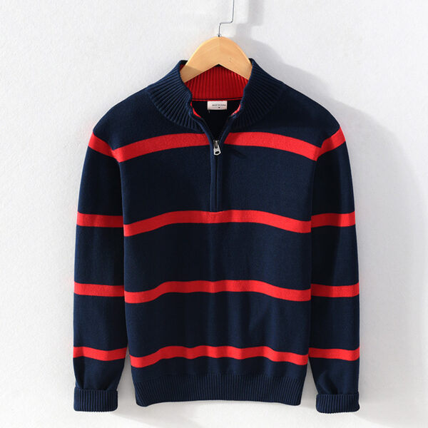 Turtleneck Men's Cotton Wool Casual Half Zipper Sweater - Image 2