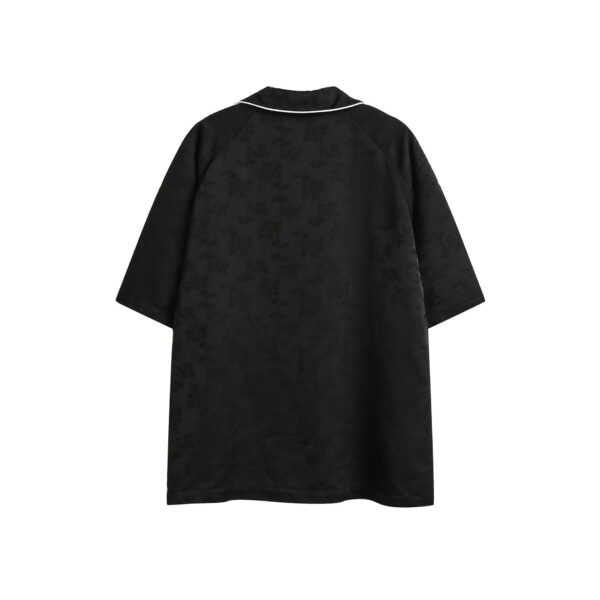 Striped Black Short Sleeve Shirt Men's Turn-down Collar Coat - Image 4