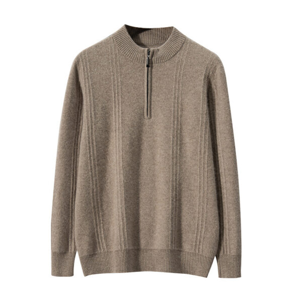 Men's Half Turtleneck Zipper Autumn And Winter Plus Size Sweater Business Knitted Wool Base Shirt - Image 6