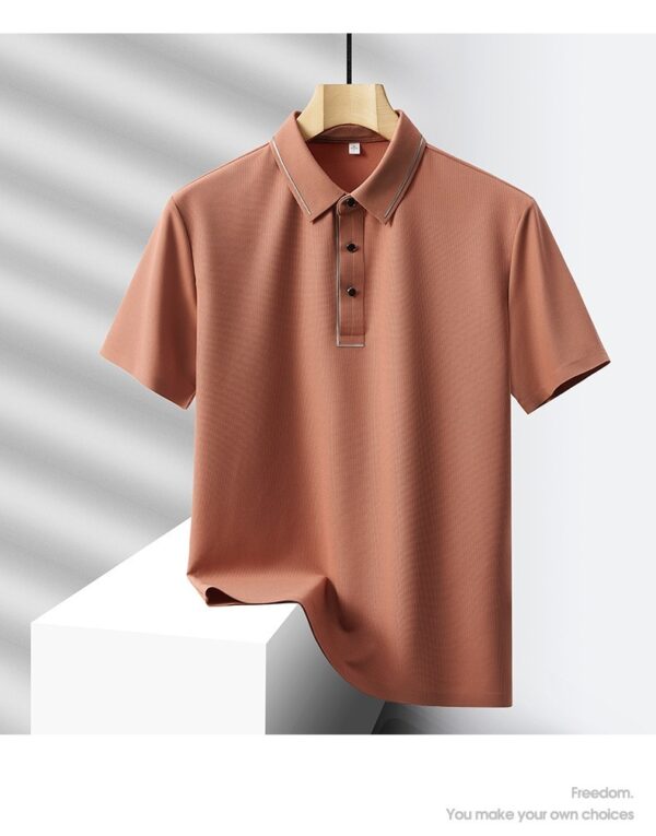 Men's Light Luxury High-end Ice Silk Seamless Polo Shirt Trousers Sports Leisure Suit - Image 9