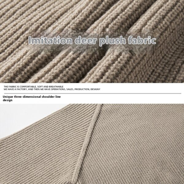 Three-dimensional Shoulder Line Design Round Neck Texture Thick Needle Sweater - Image 5