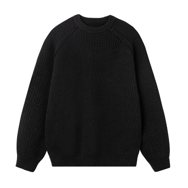 Three-dimensional Shoulder Line Design Round Neck Texture Thick Needle Sweater - Image 6