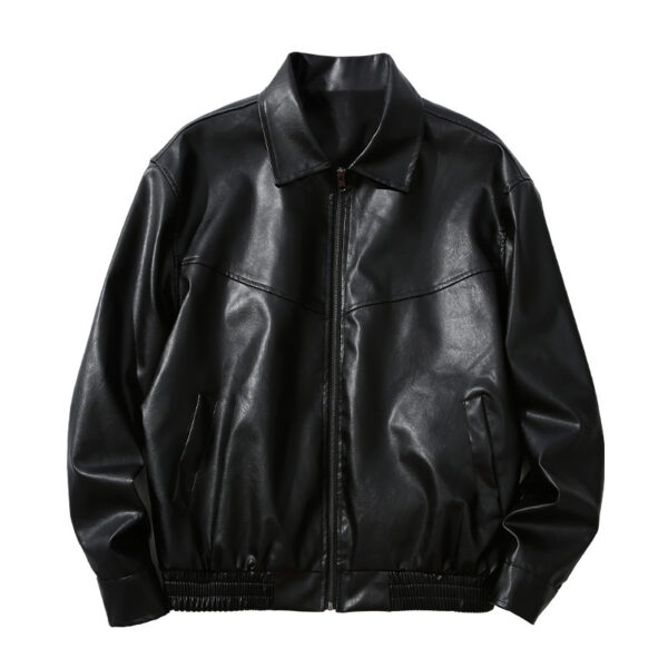 American Black Leather Coat Coat Men's And Women's Same Retro - Image 2