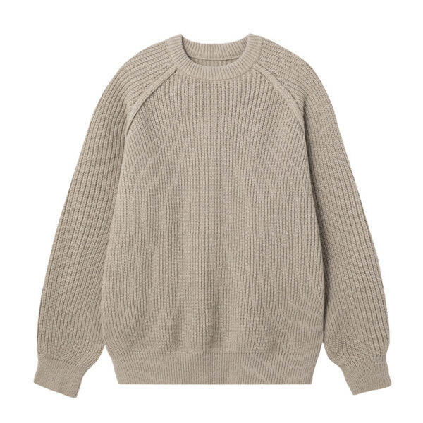 Three-dimensional Shoulder Line Design Round Neck Texture Thick Needle Sweater - Image 8