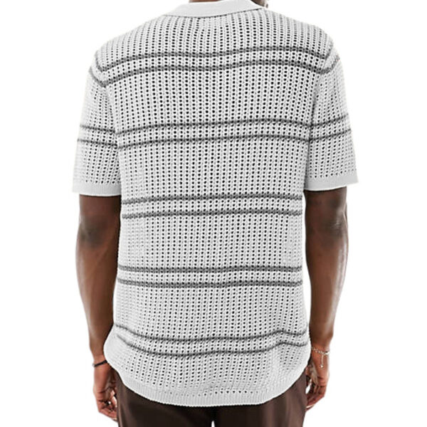 Men's Knitwear Lapel Short Sleeve Hollow Thin Cardigan - Image 4