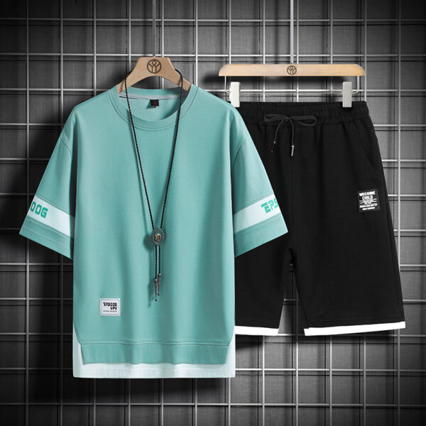 Men's Short Sleeve Loose Waffle Suit - Image 4