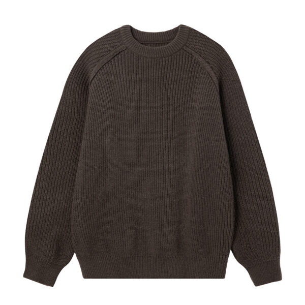 Three-dimensional Shoulder Line Design Round Neck Texture Thick Needle Sweater - Image 4