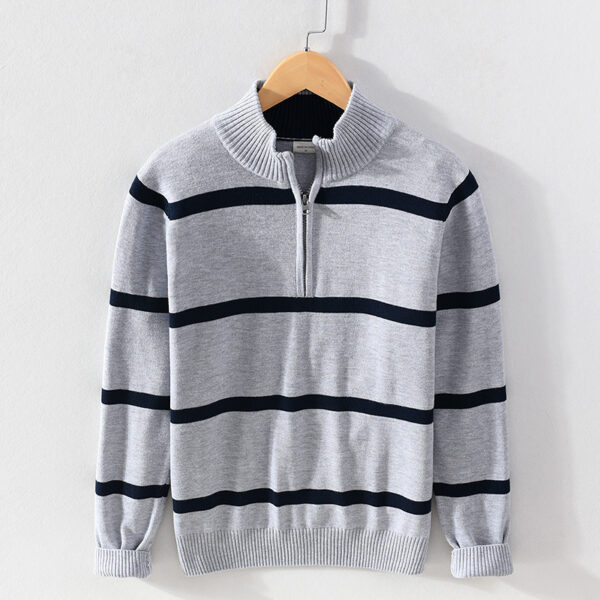 Turtleneck Men's Cotton Wool Casual Half Zipper Sweater - Image 5