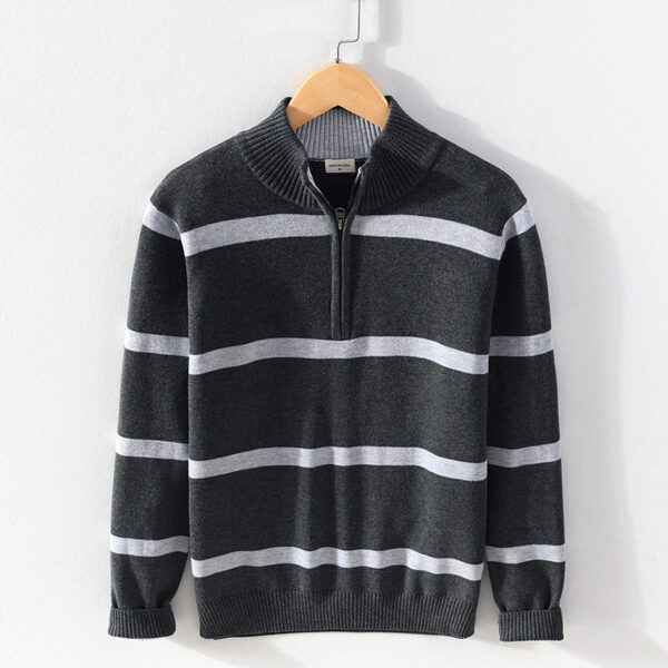 Turtleneck Men's Cotton Wool Casual Half Zipper Sweater - Image 6