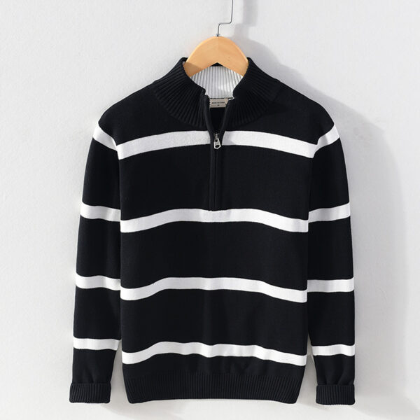 Turtleneck Men's Cotton Wool Casual Half Zipper Sweater - Image 3