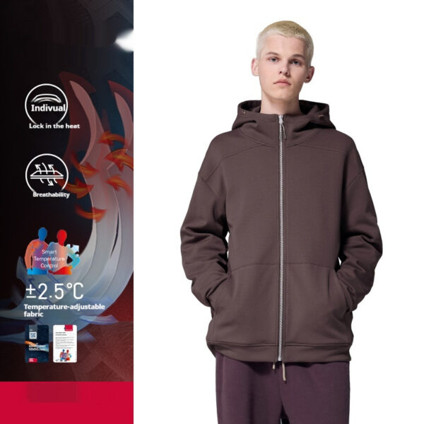 Smart Temperature Control Velvet Zipper Hooded Jacket - Image 2