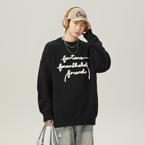 Three-dimensional Letter Plate Flower Design Warm Sweater Male Couple - Image 7