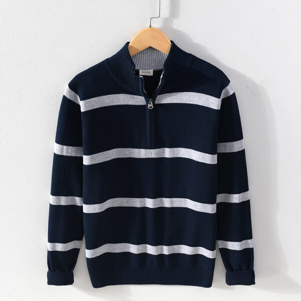 Turtleneck Men's Cotton Wool Casual Half Zipper Sweater - Image 4